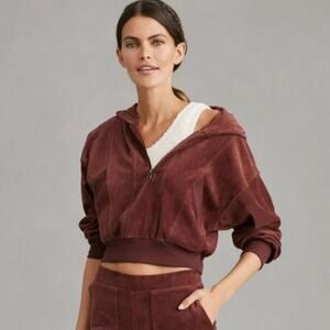 ANTHROPOLOGIE x DAILY PRACTICE Brown Velour Corduroy Hoodie {V14}